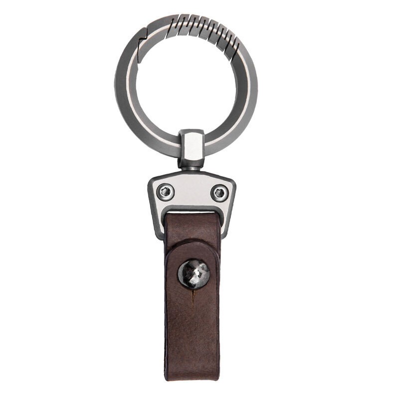 Titanium Alloy + Leather Portable Car Universal Keychain Hanging Buckle Tool EDC