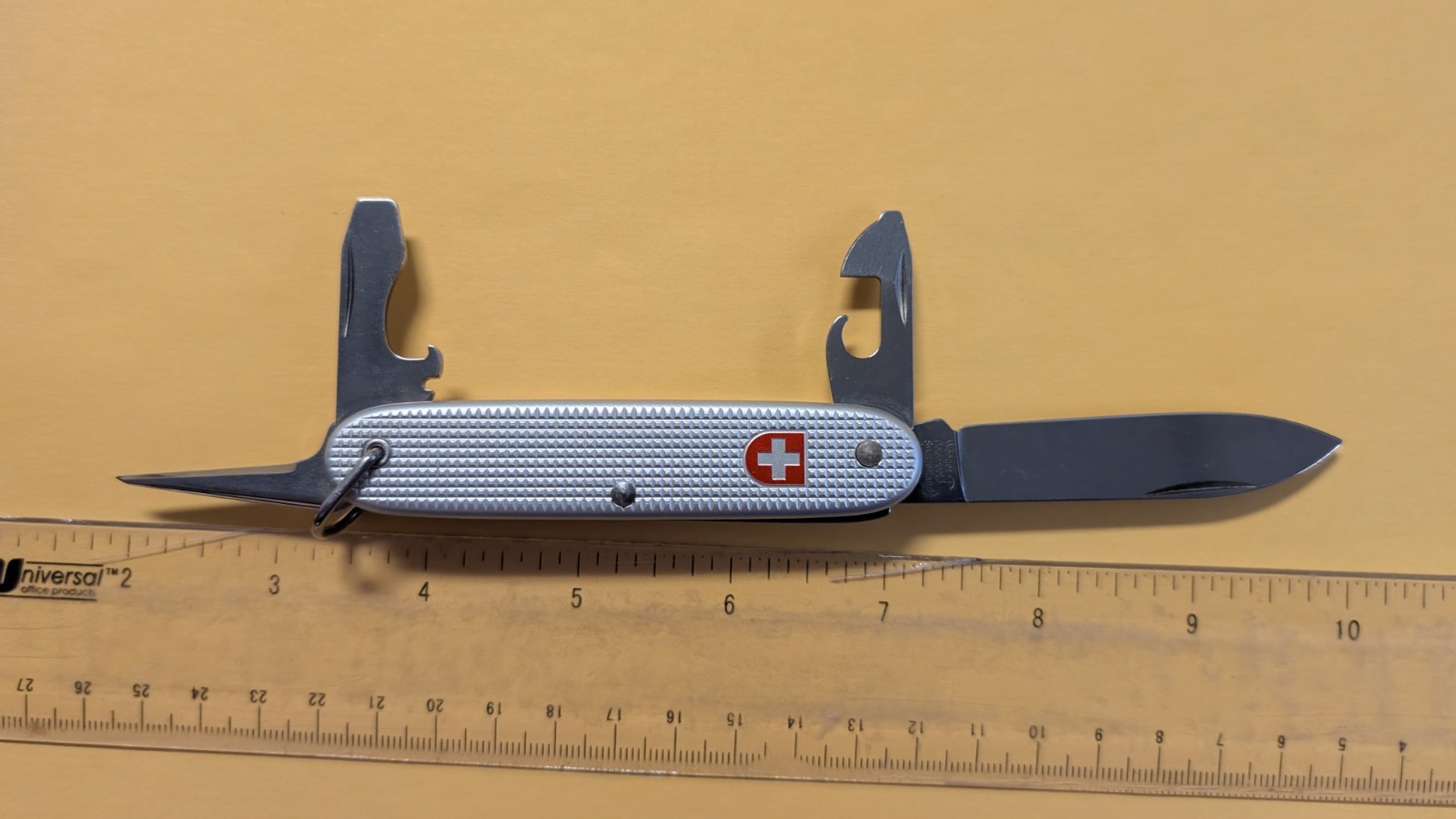 Silver Swiss Army Knife Multi-Tool Knife Bottle/Can Opener Lanyard
