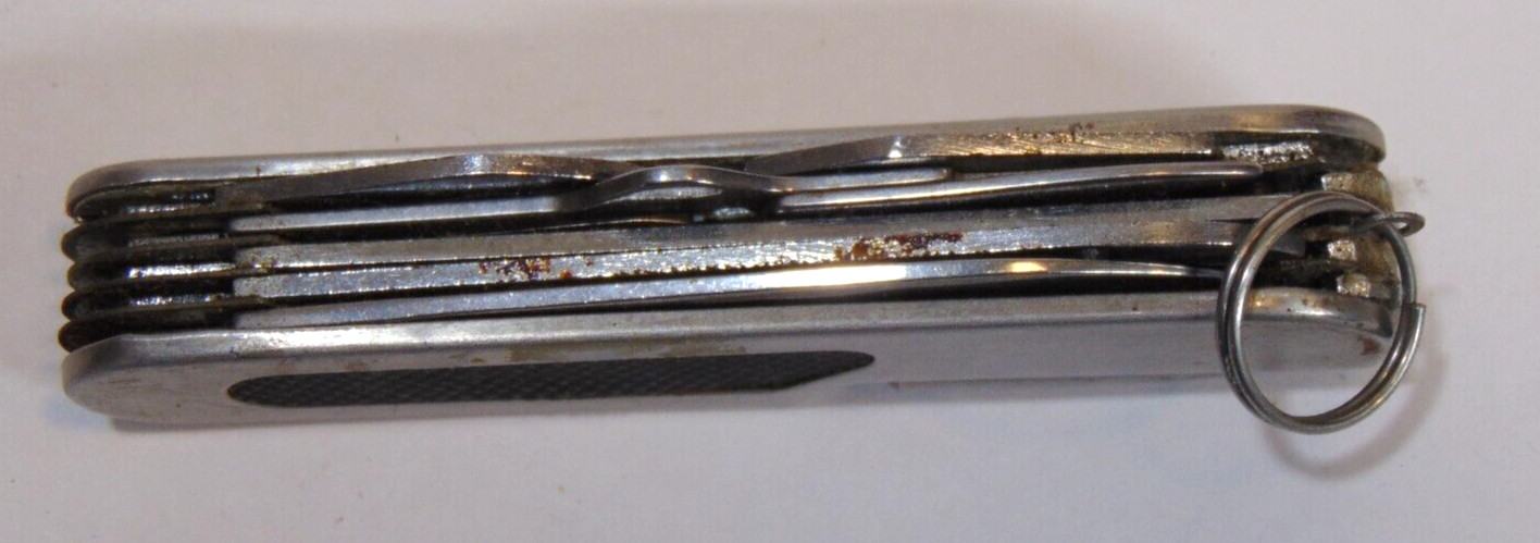Vintage Multi Tool Pocket Knife Folding Scissors Screw Opener 10 Tools Versatile