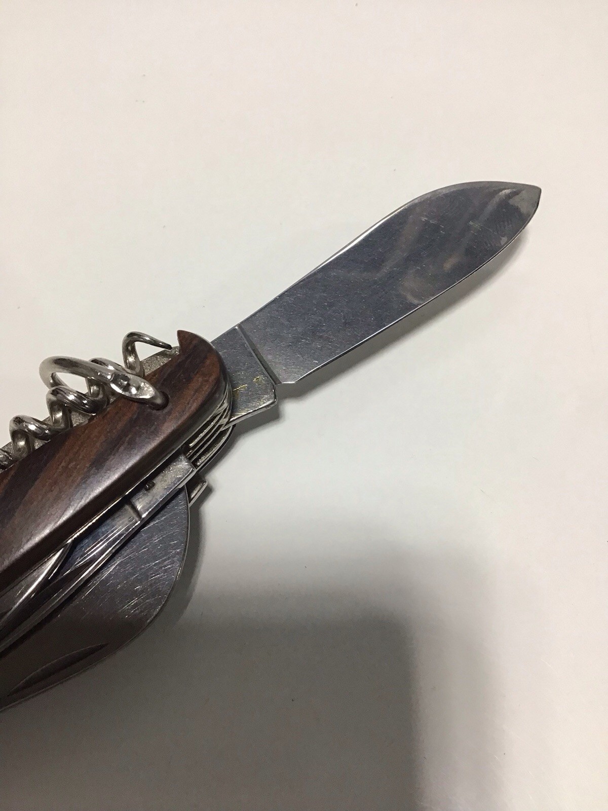 Vintage Browning Japan Multi Tool Pocket Knife Wood Handle Corkscrew