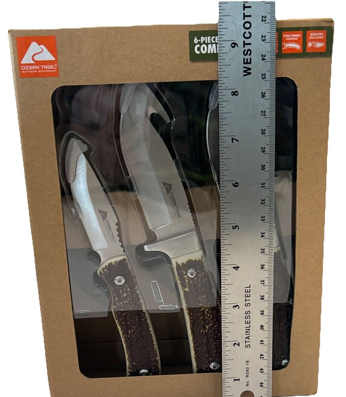 Ozark Trail 6 Piece Knife Combo Set With Sheaths Stainless Steel Outdoor Trail