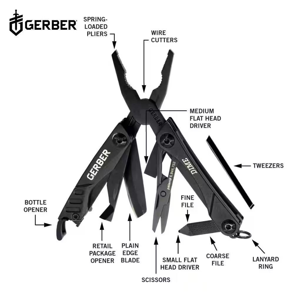 Gerber Dime 10 in 1 Multi Tool in Black 31
