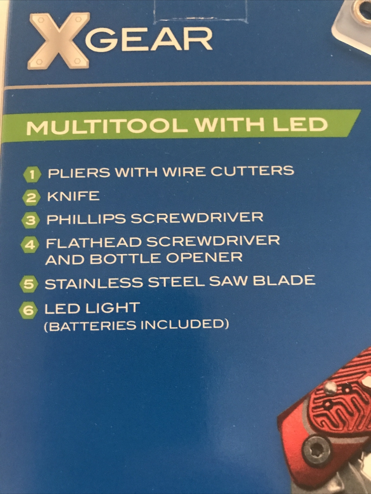 X-Gear 8 Tool Men’s Multi-Function Tool w/Led Light Retails $20 Red (2-PO-112)