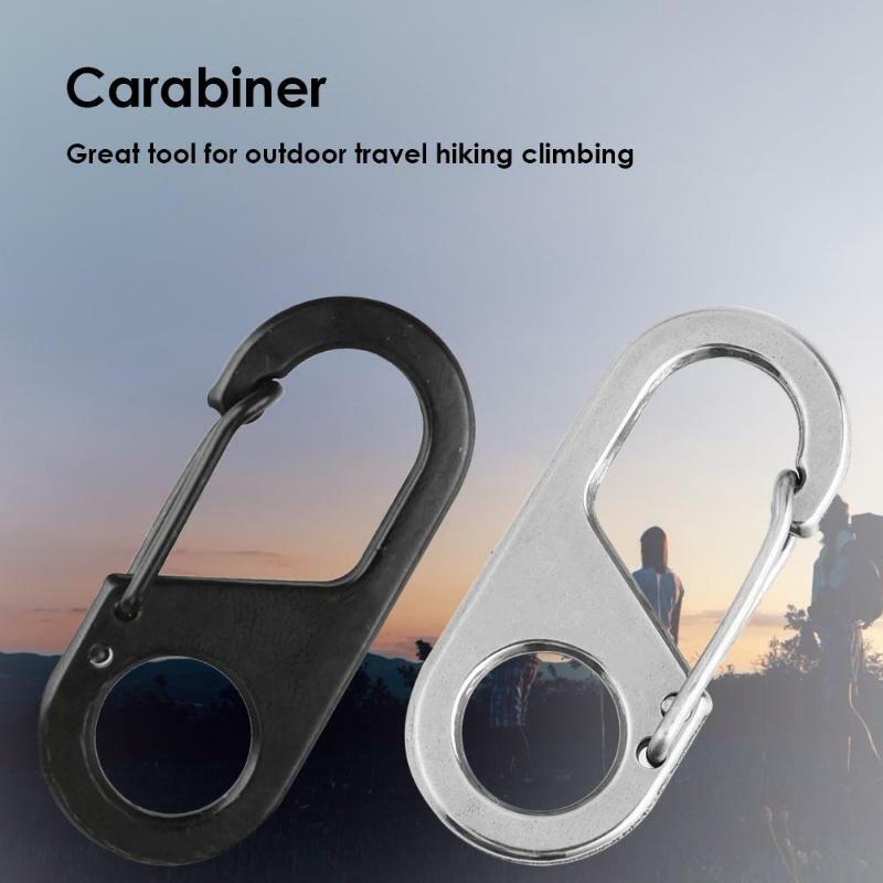 2pc Stainless Steel Carabiner Key Chain Clip Snap Hook Quickdraw Camping Keyring