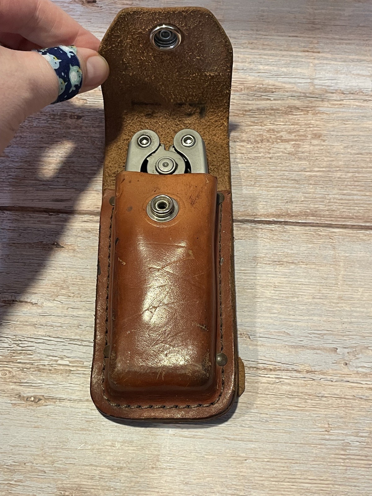 Vintage Schrade Tough Tool ST1 Multi-Tool Pliers Knife w Leather Sheath Nice!