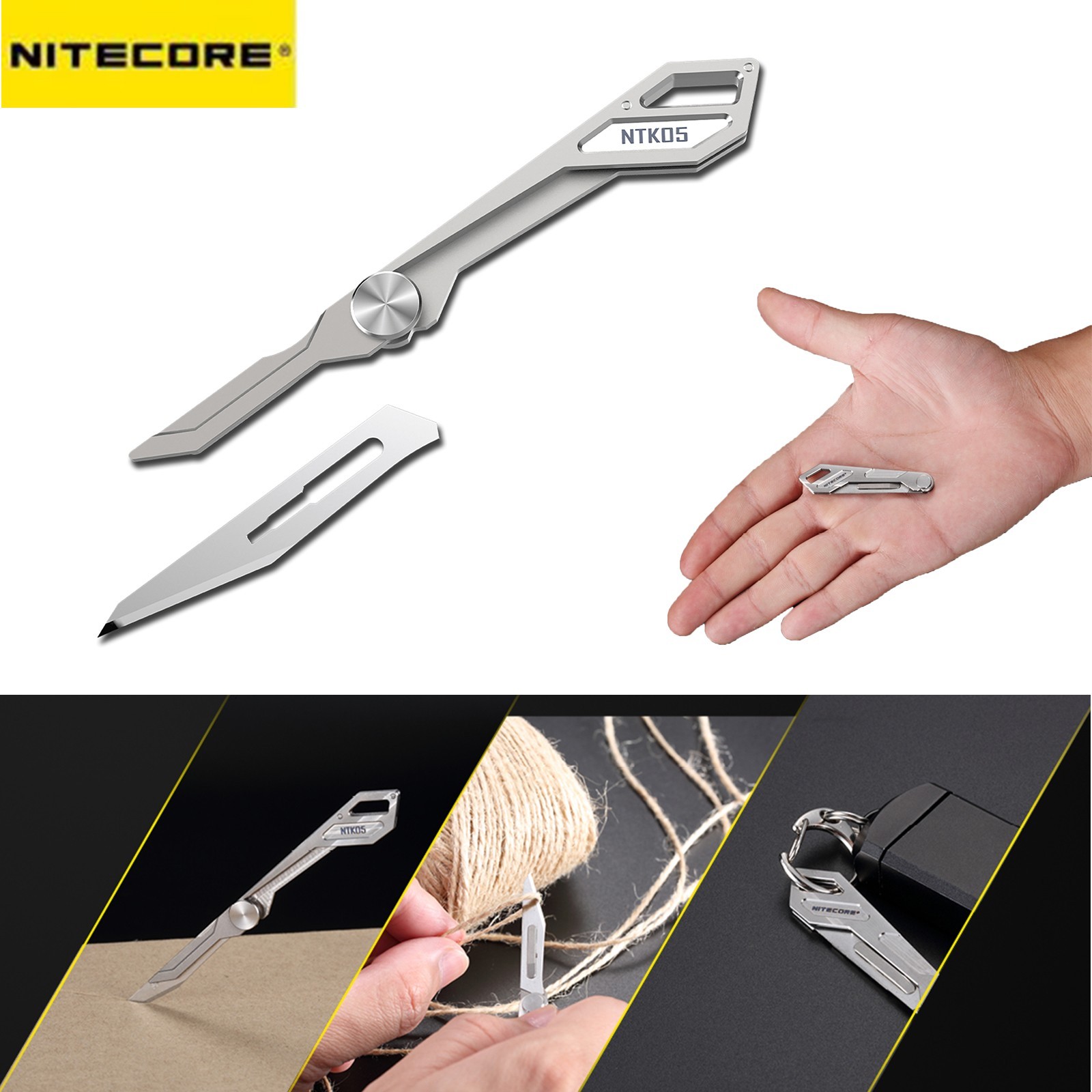 Nitecore NTK05 Knife Keychain Folding Knives Titanium Alloy Scalpel Blade Handle