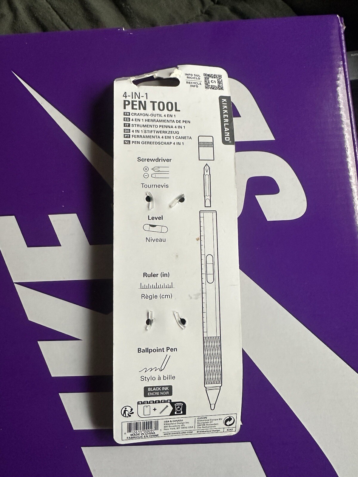 4 in 1 pen tool By Kikkerland Screwdriver , Ruler Ballpoint Pen And Leveler