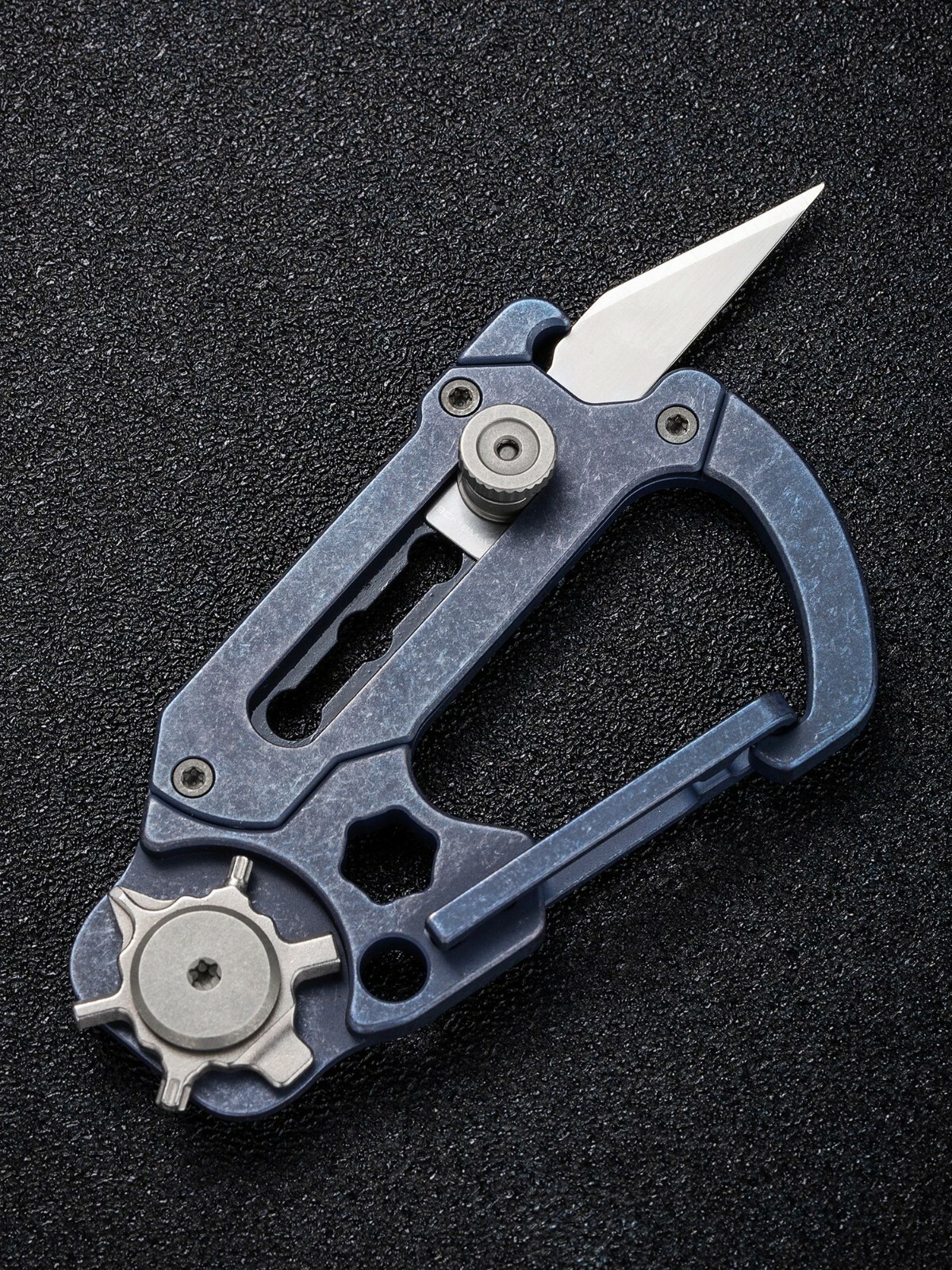 Civivi Polymorph Carabiner Keychain Titanium Multi Tool Blue Utility Blades