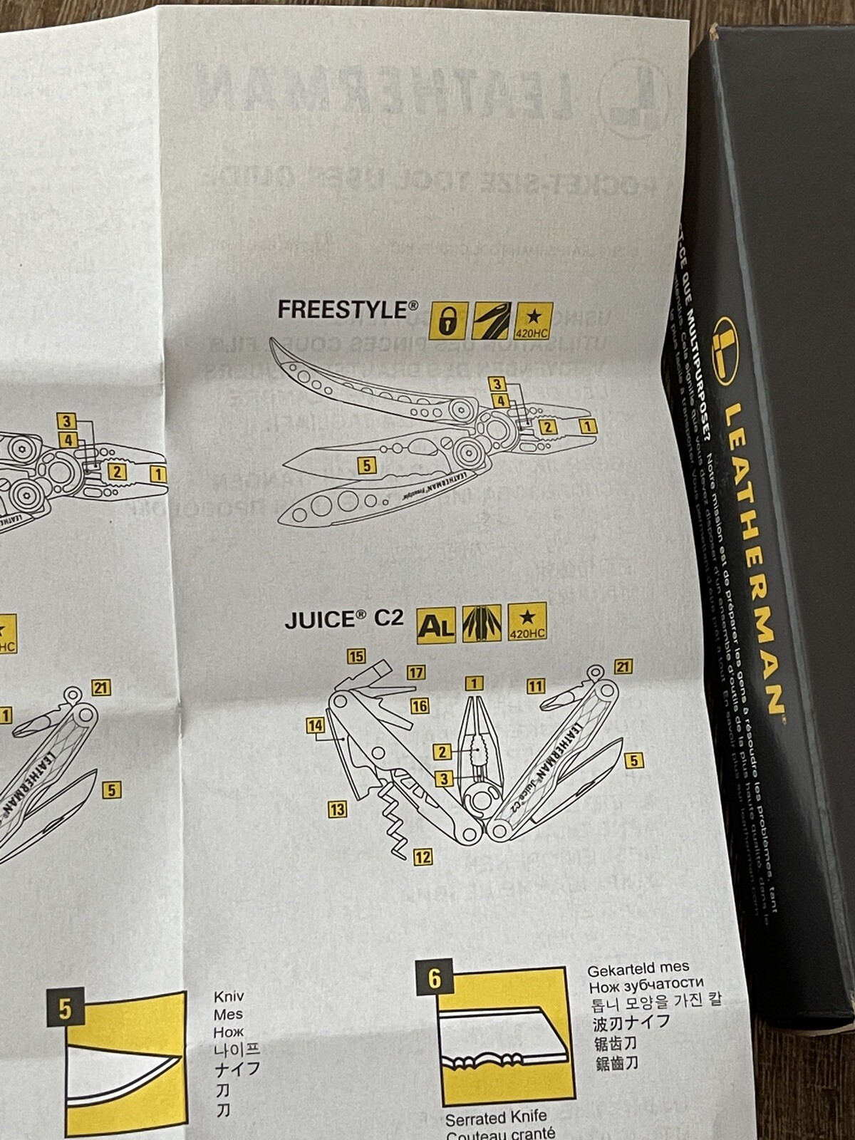 Leatherman Freestyle multitool with classic vintage design box. Discontinued