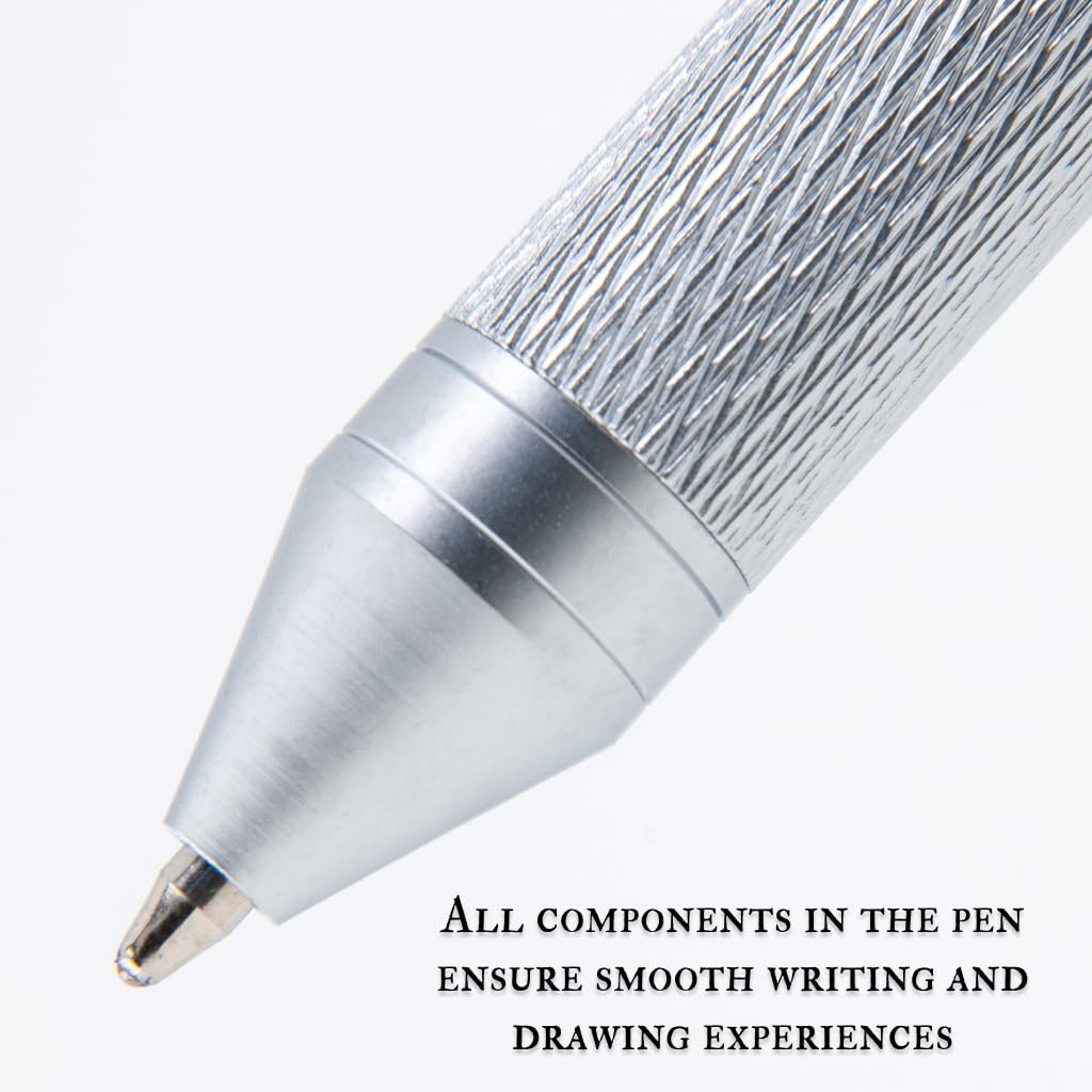 Monteverde USA Quadro 4-in-1 Multifunction Pen – Silver Finish – 3 Ballpoint …