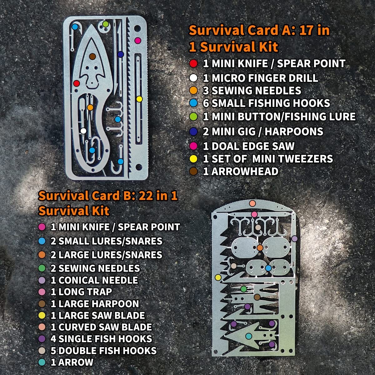12 Pcs Survival Multitool Card Set – Emergency Camping EDC Kit for Outdoor Gear,