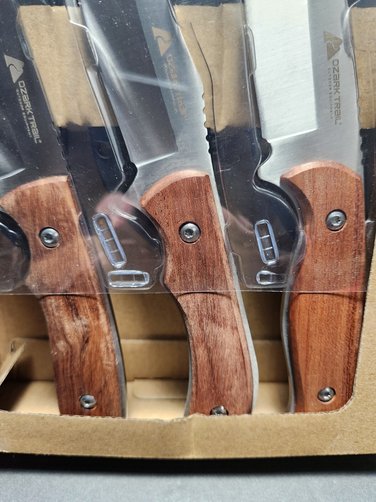 Ozark Trail 6-piece Combo Set New With Sheaths Wood Handles Stainless Steel