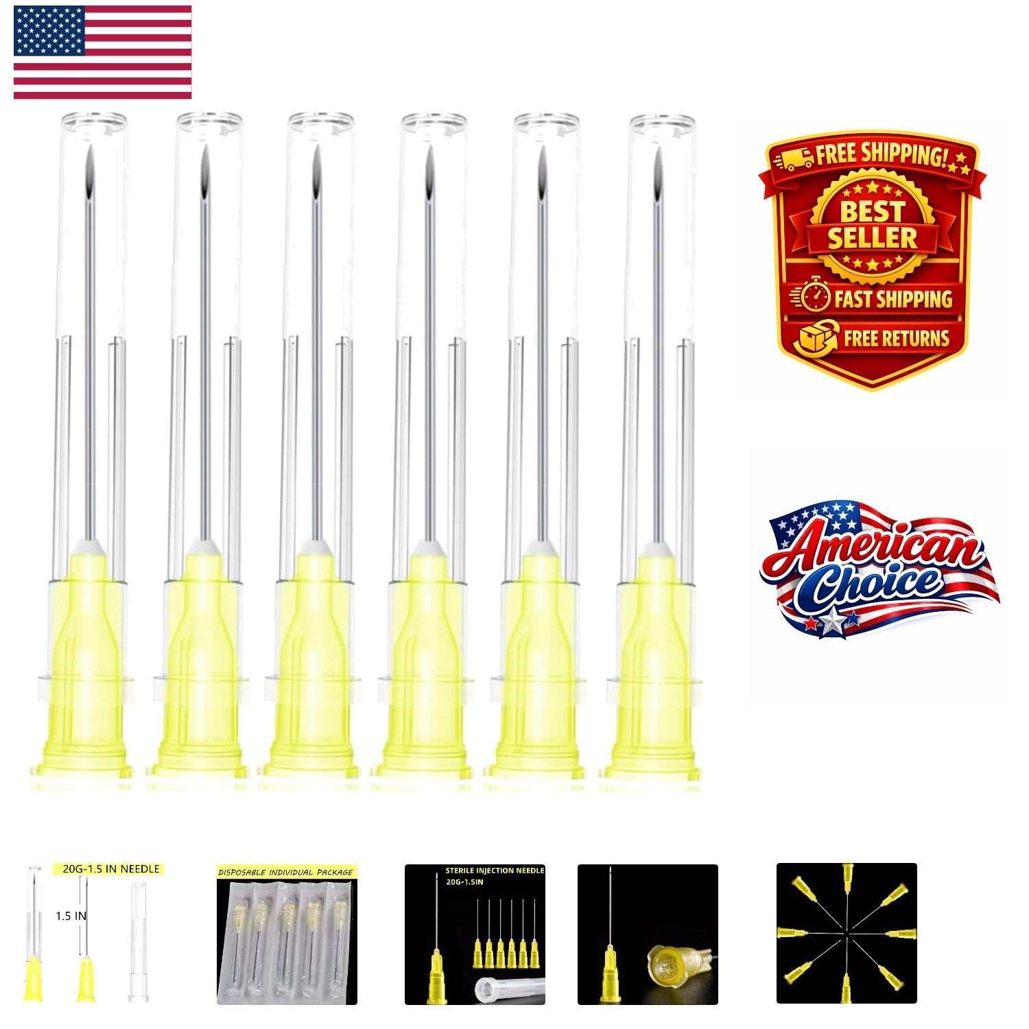Versatile 100 Pack of 20Ga 1.5 Inch Dispensing Needles for Science & Arts