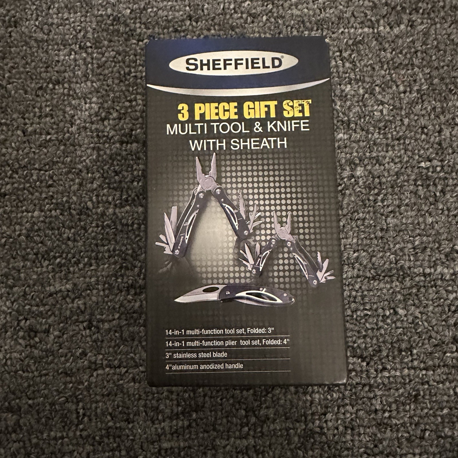 sheffield 3 piece gift set multi tool knife with sheath