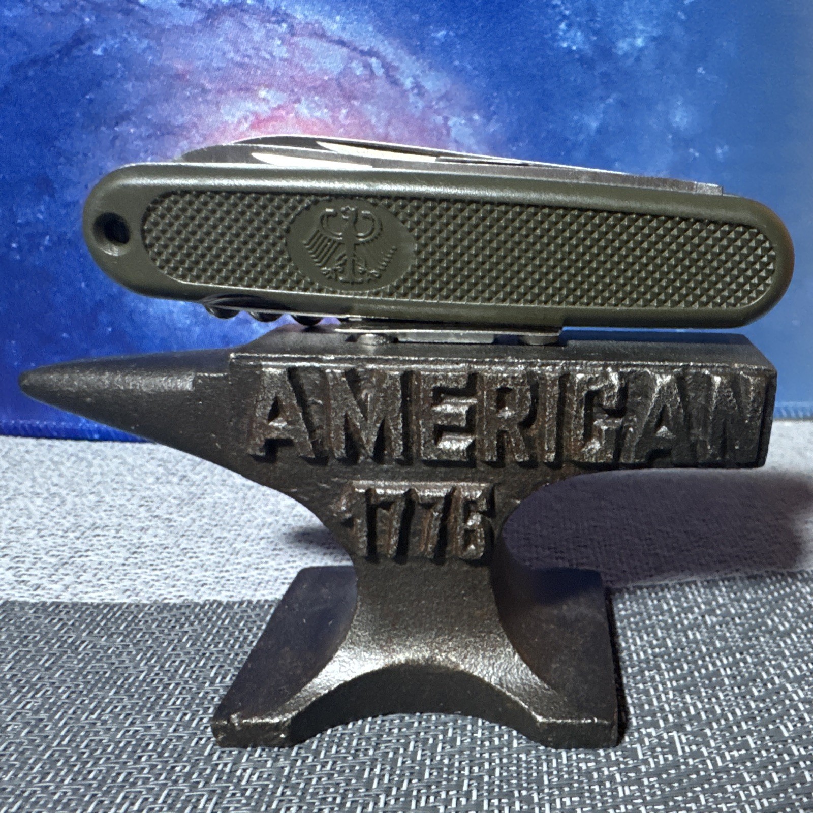 Bundeswehr MI212 Green Multi-Tool Knife 4 Tools Stainless 3in Blade Lanyard