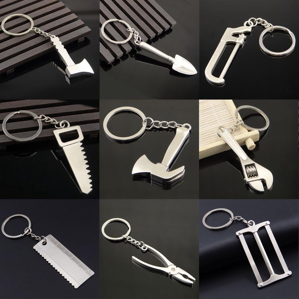 16-Piece Pretend Play Set Mini Construction Multi Tools Metal Keychains, Asso…