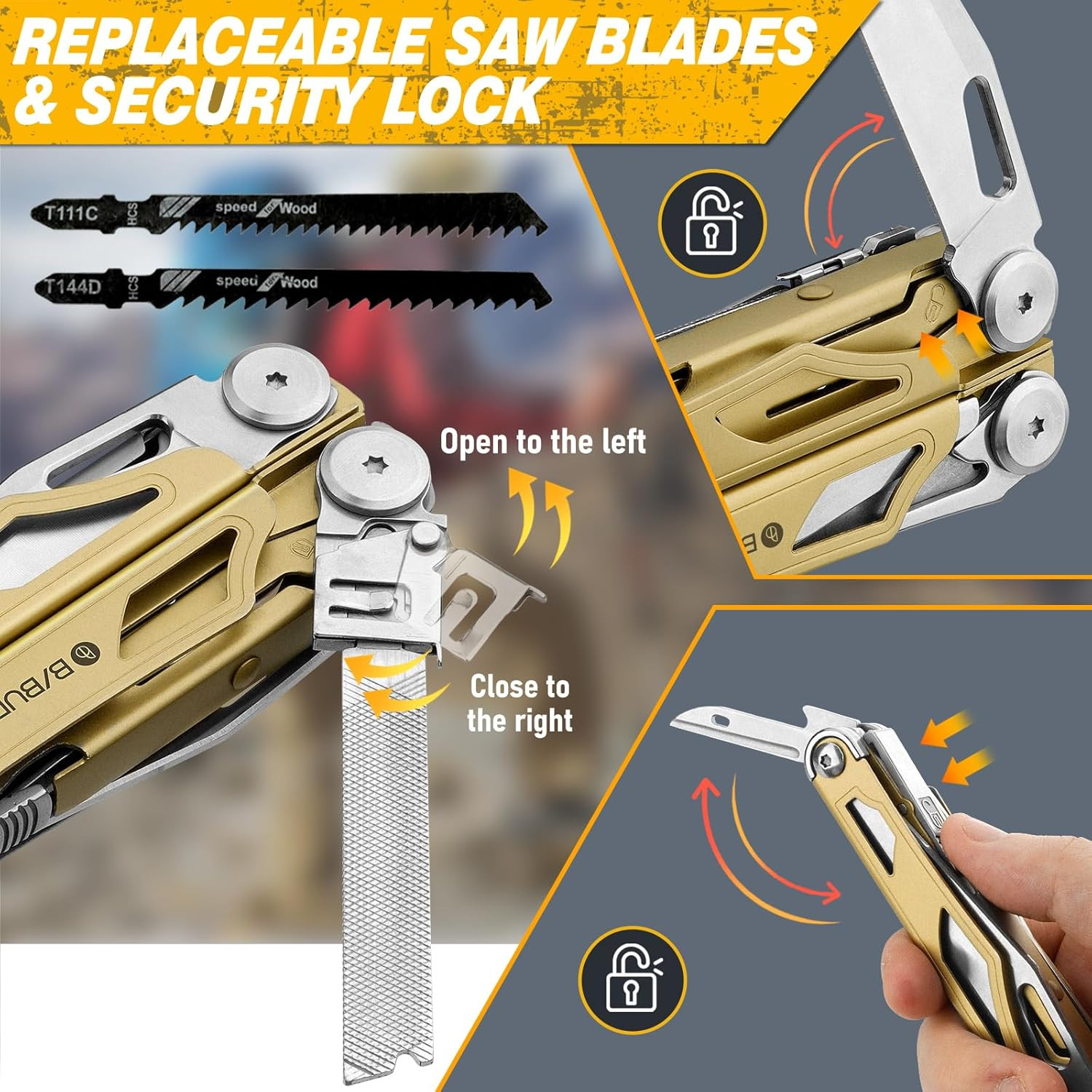 Multitool Pliers Pro BI2045, 31-In-1 Stainless Steel Multi Tool with Replaceable