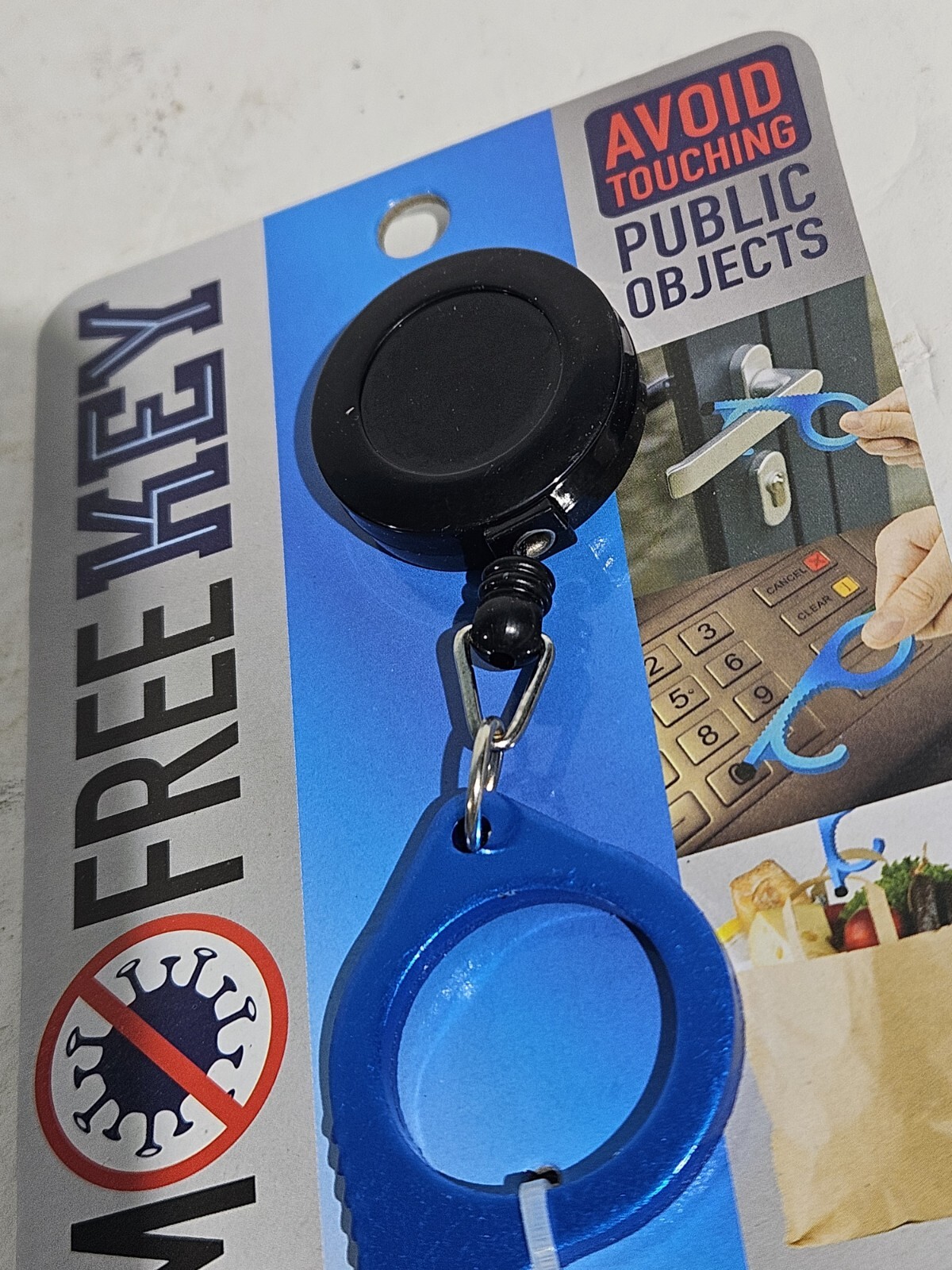 2 Pack of BLUE Retractable ALUMINUM Keychain Muti Tool Germ Free KEY MULTI TOOL
