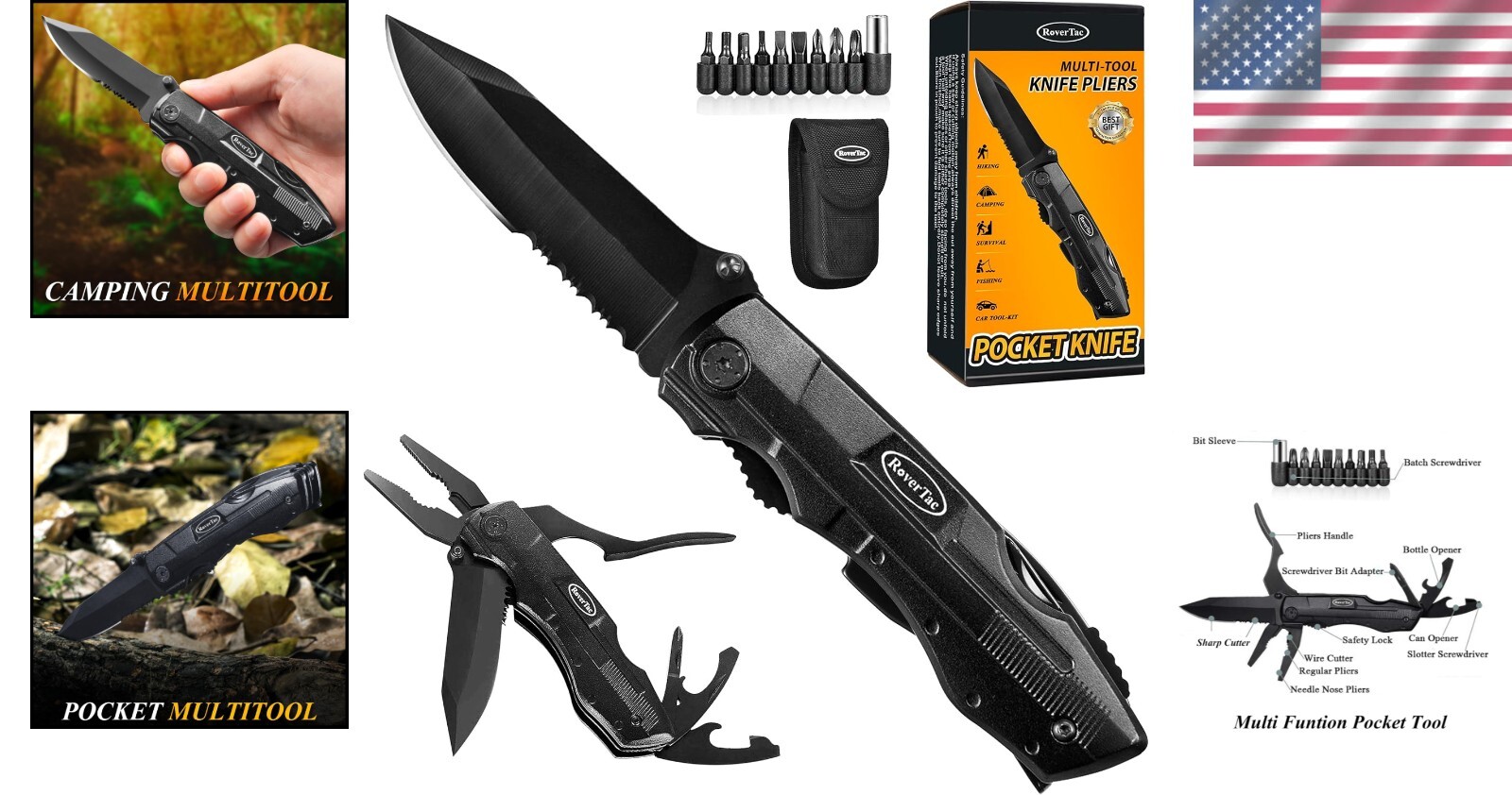 15-in-1 Pocket Knife Multitool – Ultimate Folding Knife for Outdoor Adventures