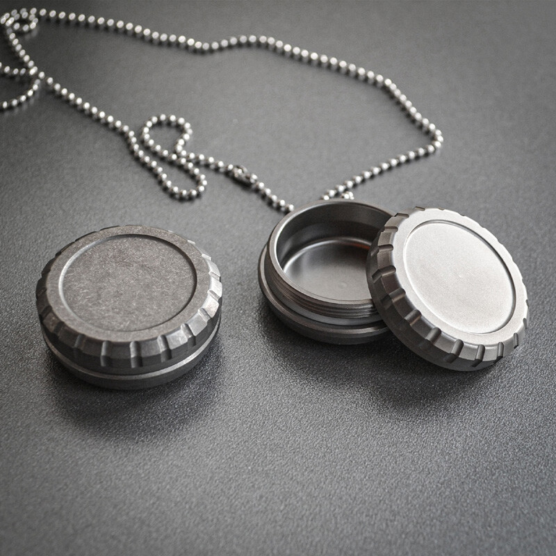 EDC Titanium Alloy Waterproof Case Portable Sealed Medicine Storage Box Pendant