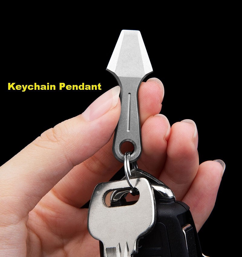 Mini Titanium Keychain Pry Bar Crowbar Necklace Pendant DIY Portable EDC Gadget
