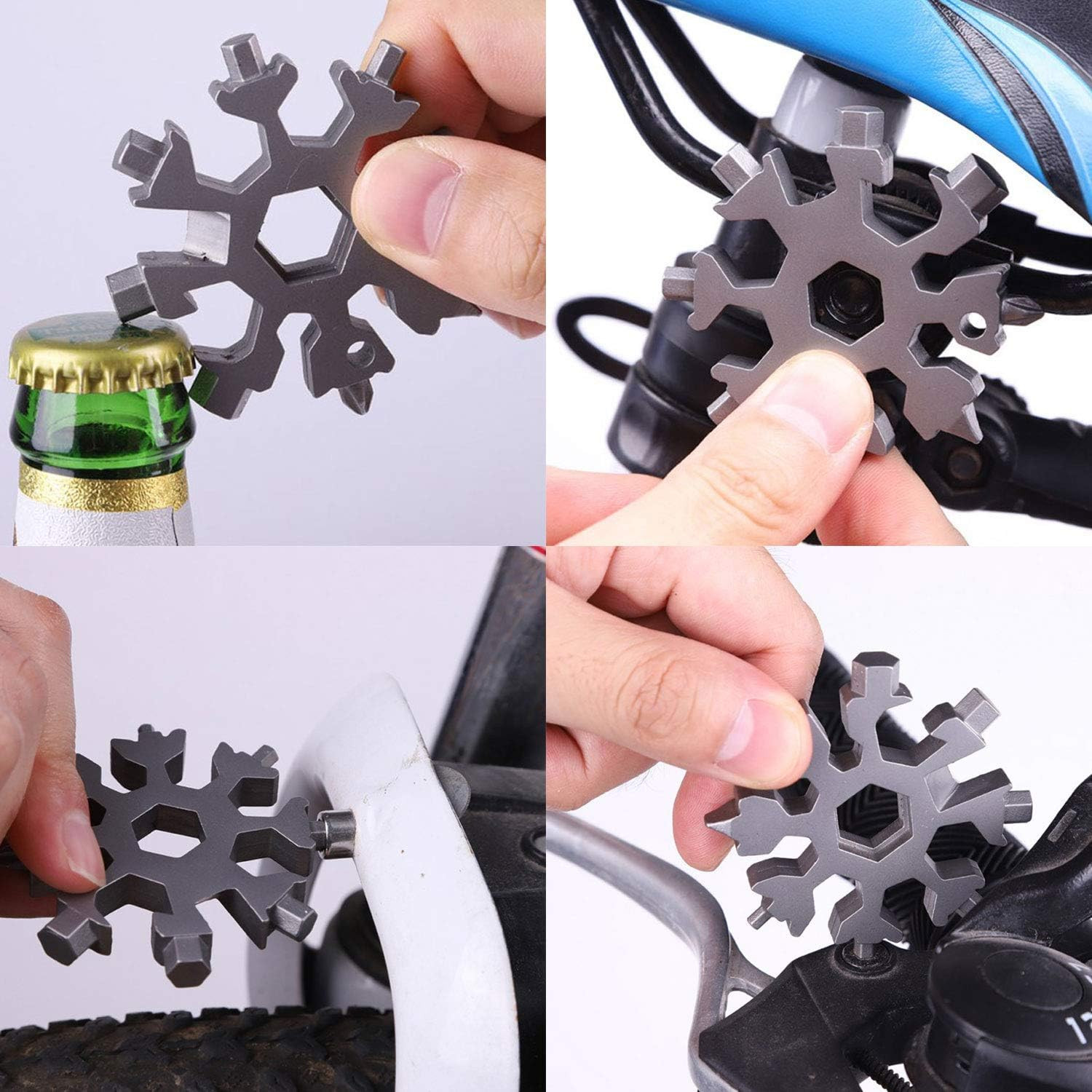 Snowflake Multi-Tool – 19-In-1 Stainless Steel Snowflake Tool with Keychain, Scr