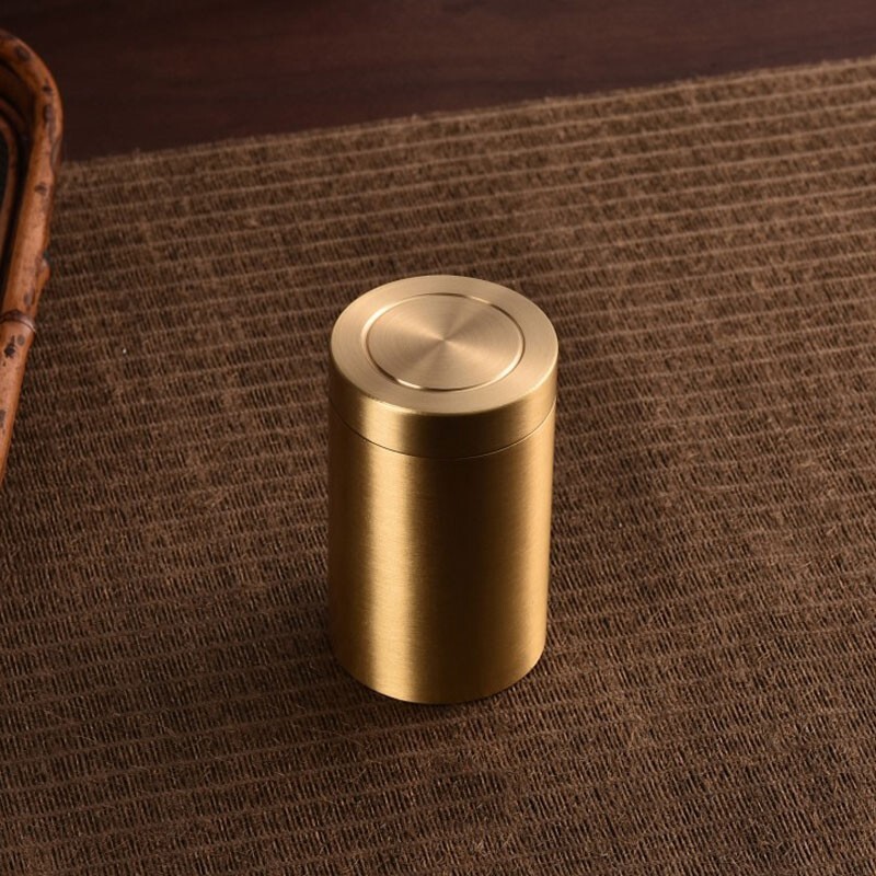 Solid Brass Sealed Tank Tea Caddy Container Portable Metal Storage Box 250g EDC