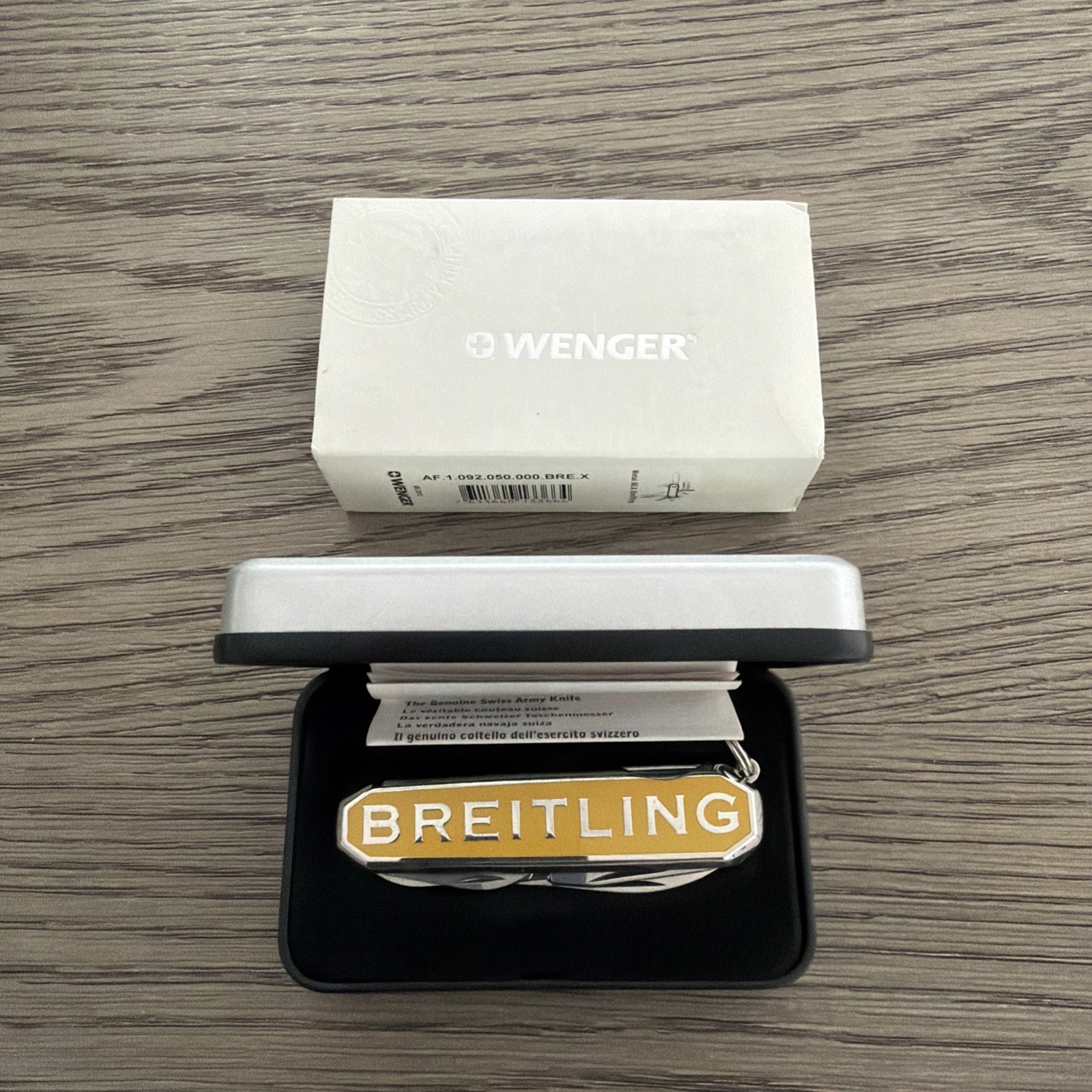 Wenger Breitling Multi-Tool 7-Tool Keyring Yellow/Silver 2.5in SS Blade
