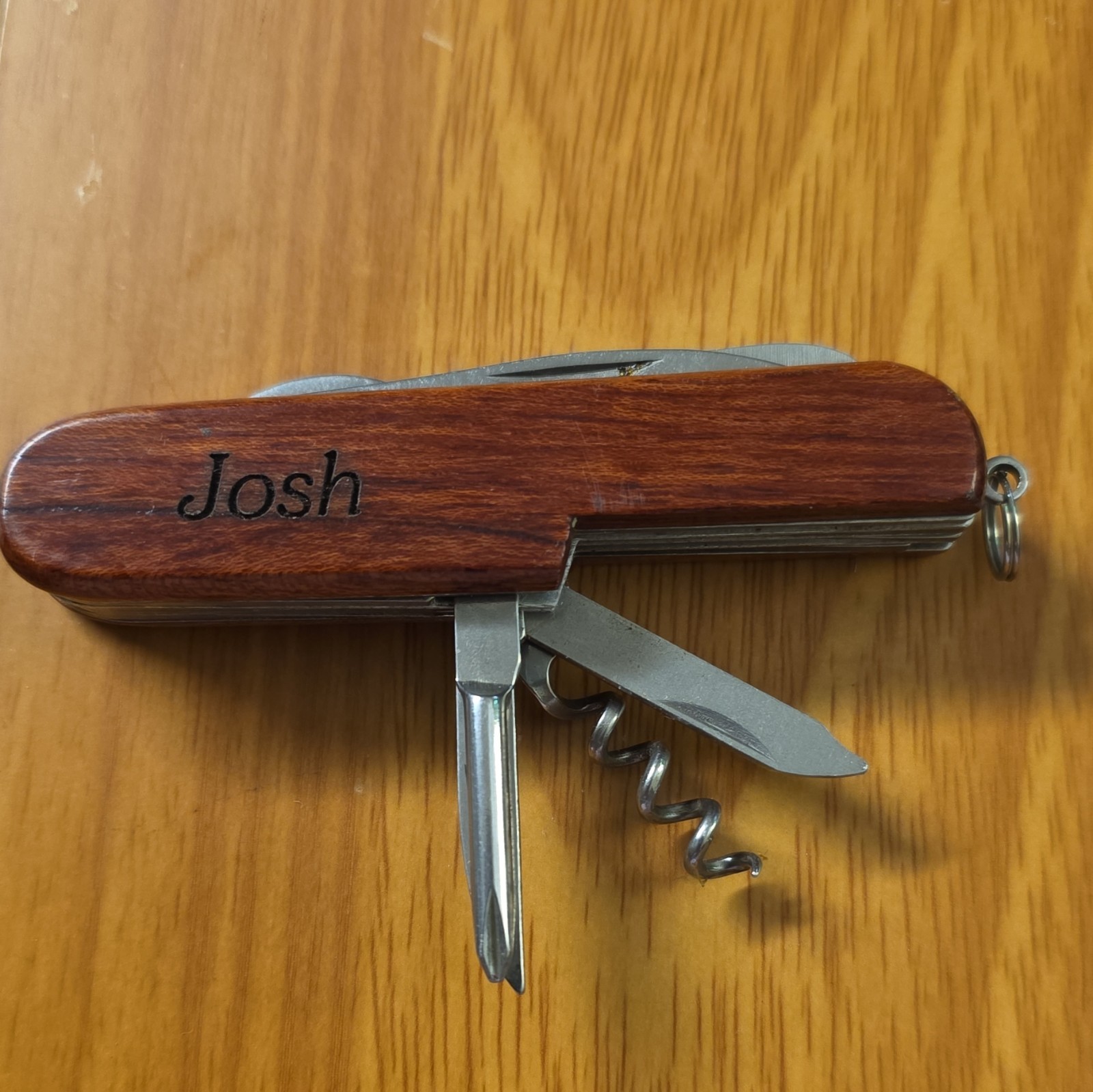 Ventura California Multi-Tool Pocket Knife Wood Handle 6 Tools Lanyard Ring
