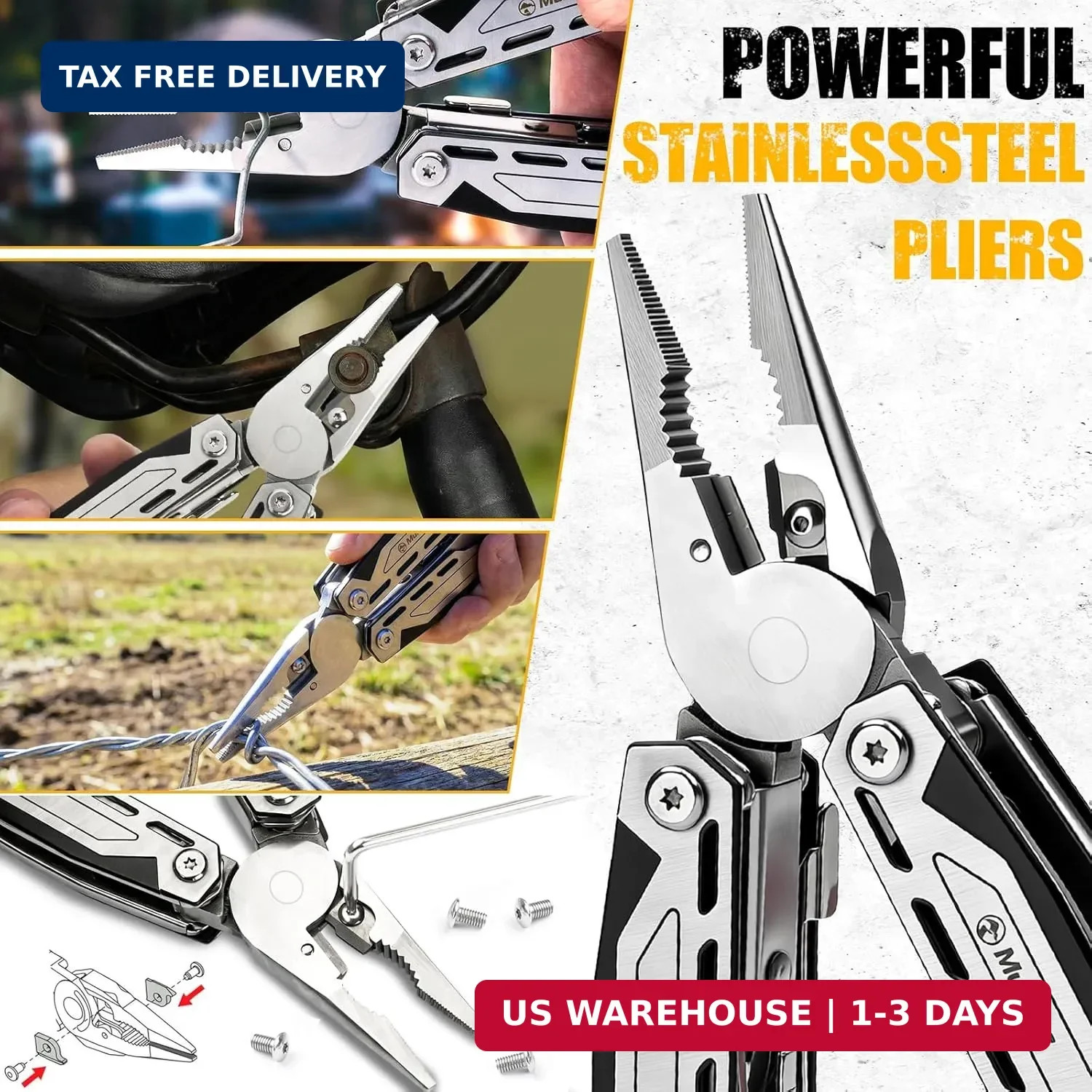 Multper Multitool Pliers MP003AB, 21-in-1 Stainless Steel Multi Tool with Pocket