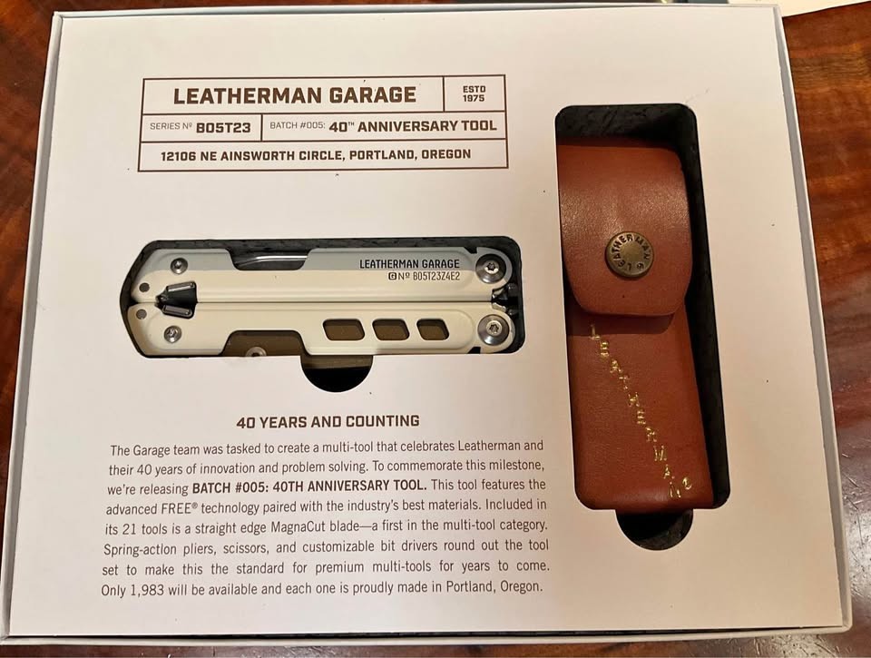 Leatherman Garage Batch 005 40th Anniversary WHITE MagnaCut – MINT CONDITION