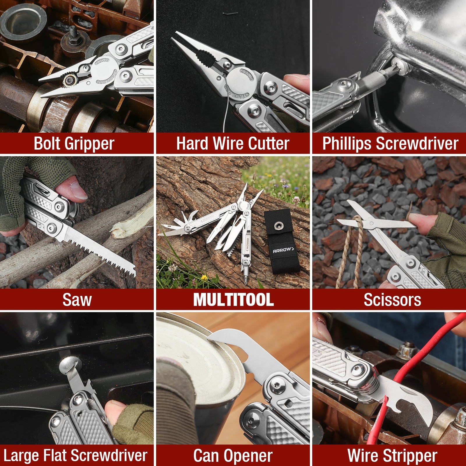 ARROW 20-In-1 Multi Tool Pliers, Gifts for Men Dad, Stainless Steel EDC Multi…