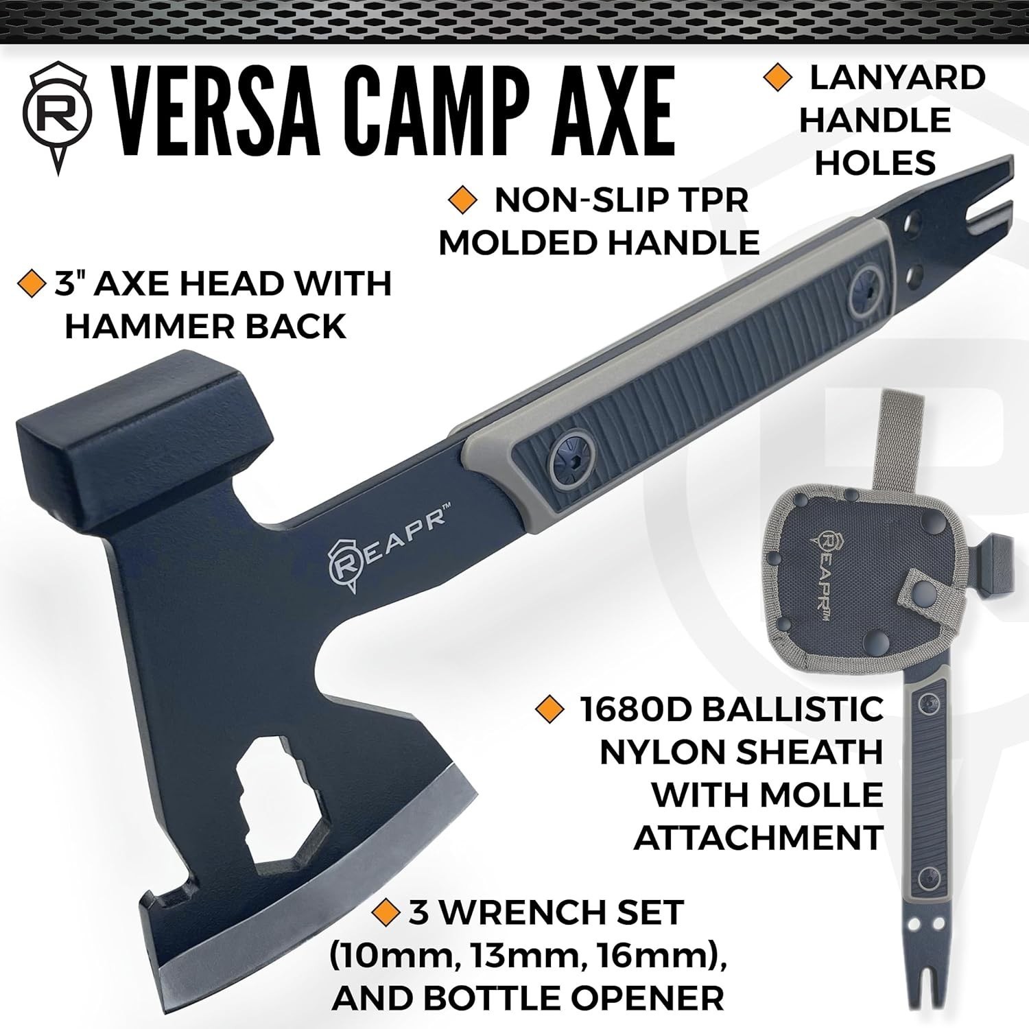 Versa Camp Axe 10.75″ Outdoor Multitool W/ Pry Bar Nail Puller Hammer Wrench Set