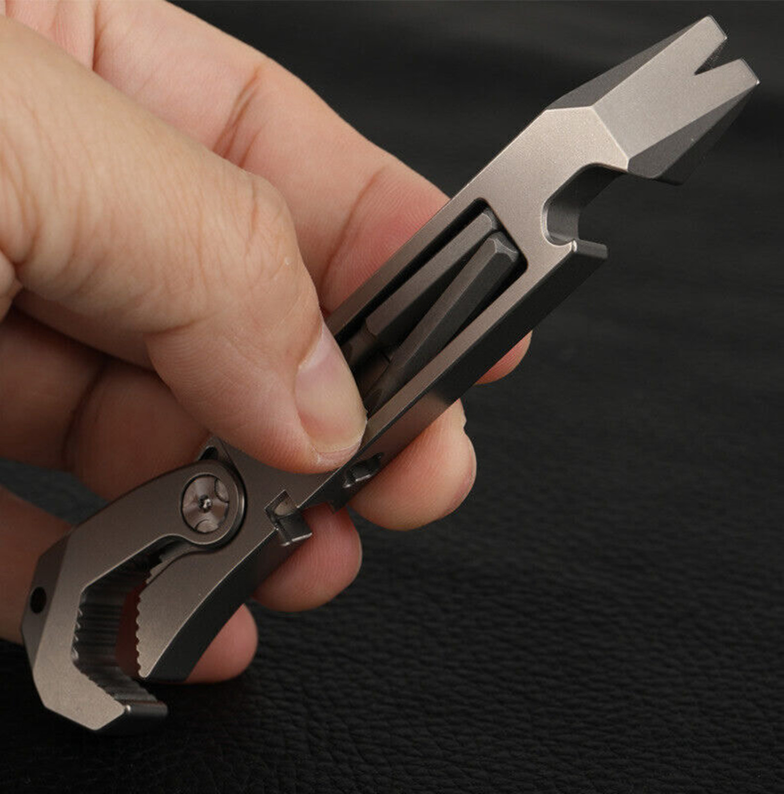 TC4 Lsand Crowbar Pry Bar Wrench Spanner Bottle Opener Clip Quality EDC Tool