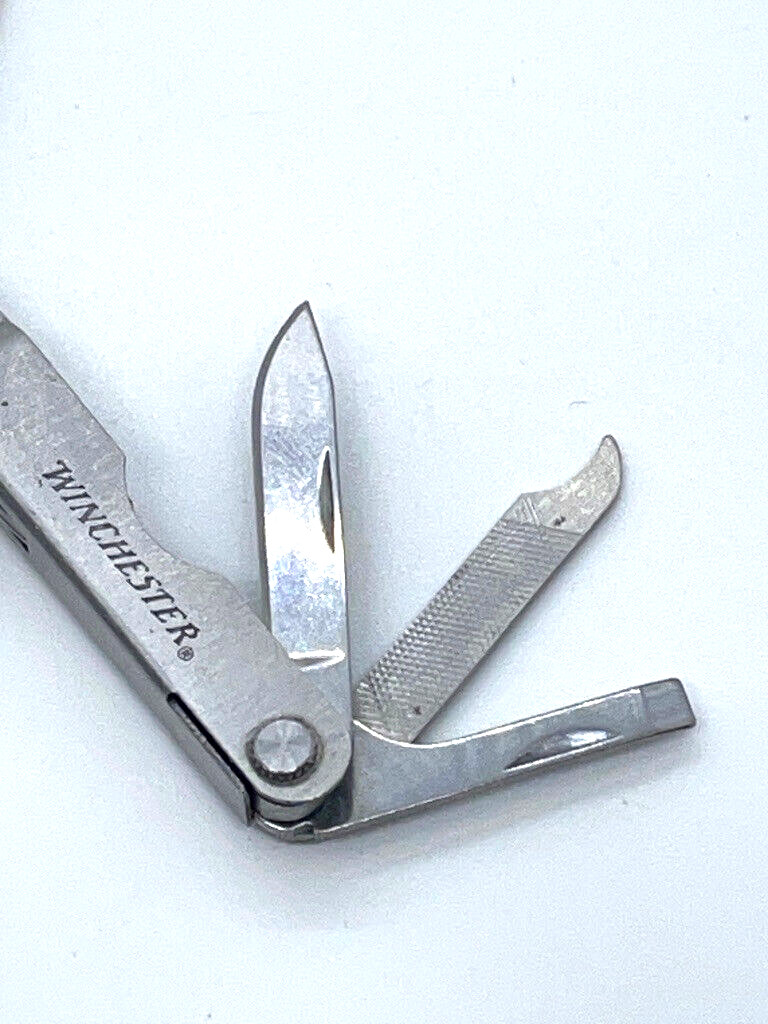 Winchester Mini Multi-Tool 8-in-1 Silver Scissors Knife Keychain Carry EDC