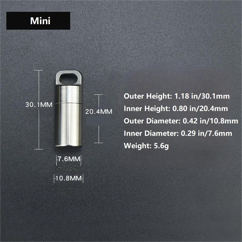 Waterproof Titanium Pill Holder Case Keychain Small Pill Box Container Organizer