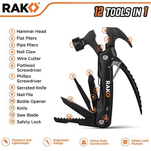Compact Multitool Hammer – Unique Birthday Gifts for Men – Survival Gear & Campi