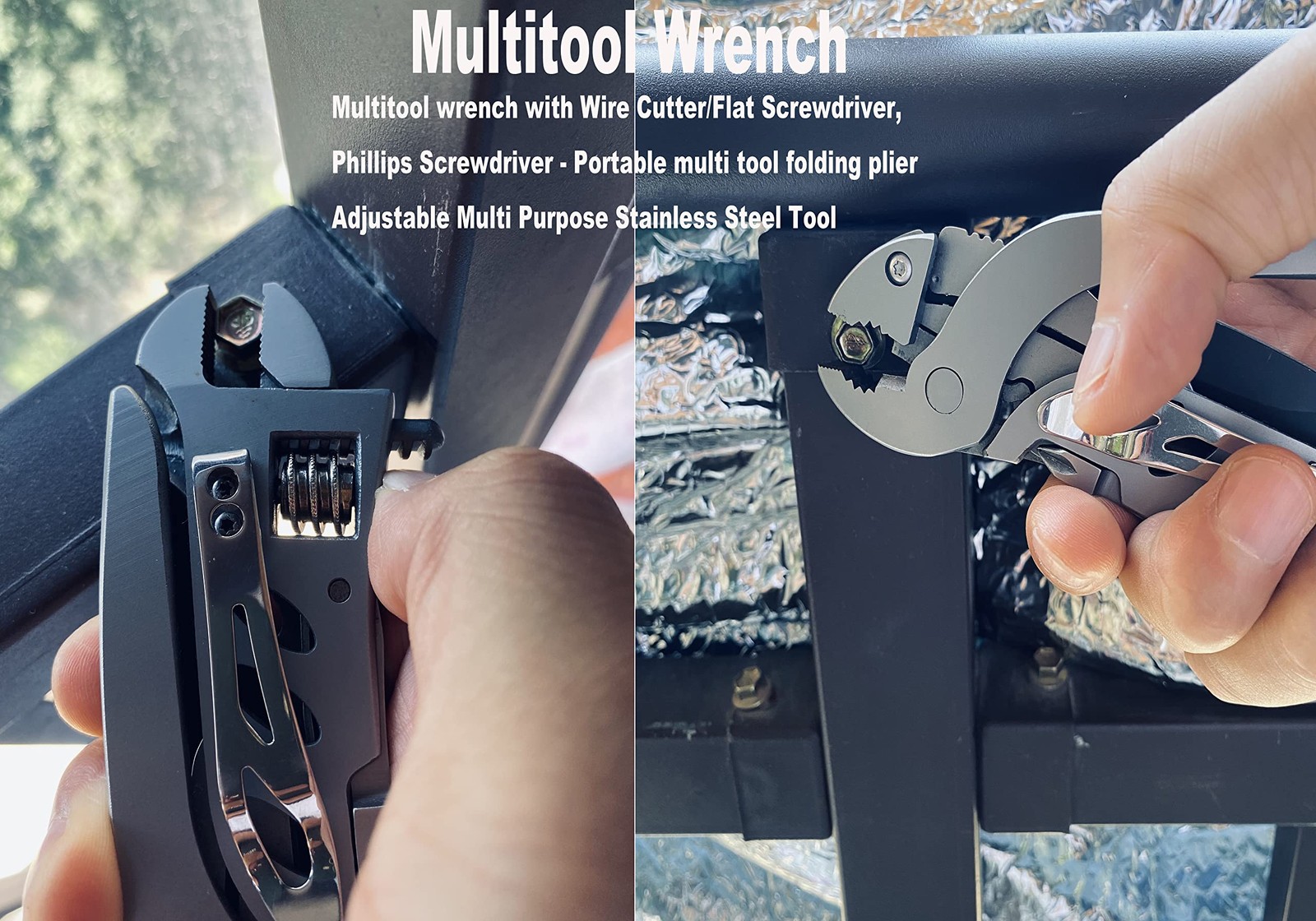 ZOVEDAIUG Multitool Wrench With 7 Tools/Pliers/Wire Cutter/Flat Screwdriver/P…