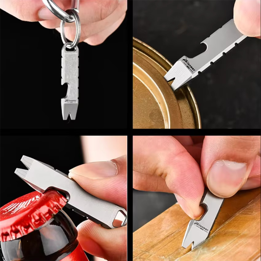 Mini Titanium Alloy Prybar Camping Necklace Pendant Keychain Pendant EDC