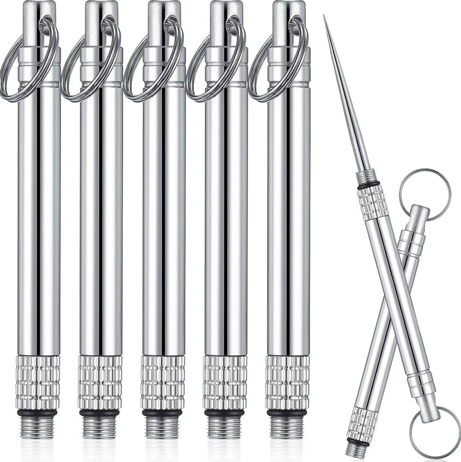 1pc Portable Titanium Toothpick with Key Ring Reusable Holder Tool – NEW