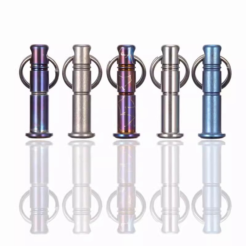 Outdoor Titanium Lanyard Bead Bolt Holder With Split Ring Keychain Necklace DIY