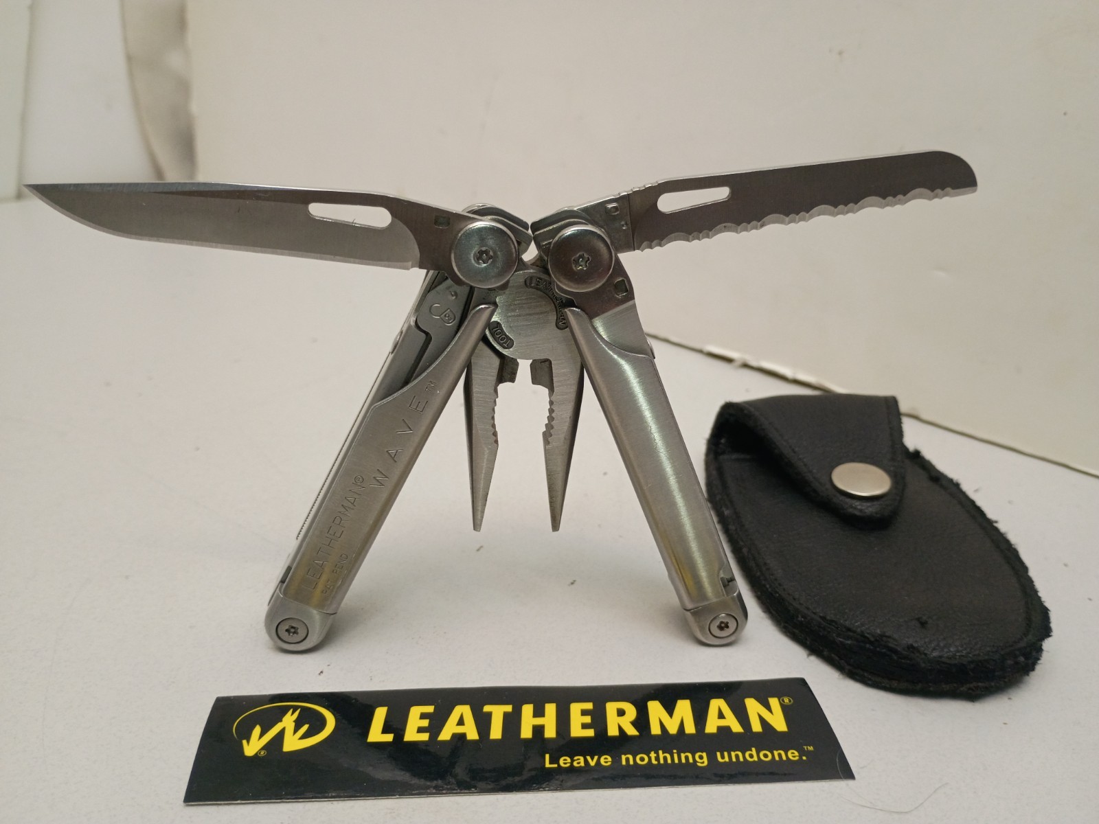 Vintage Leatherman Wave 1st Gen Multi Tool Pat Pend Custom Leather Sheath Case