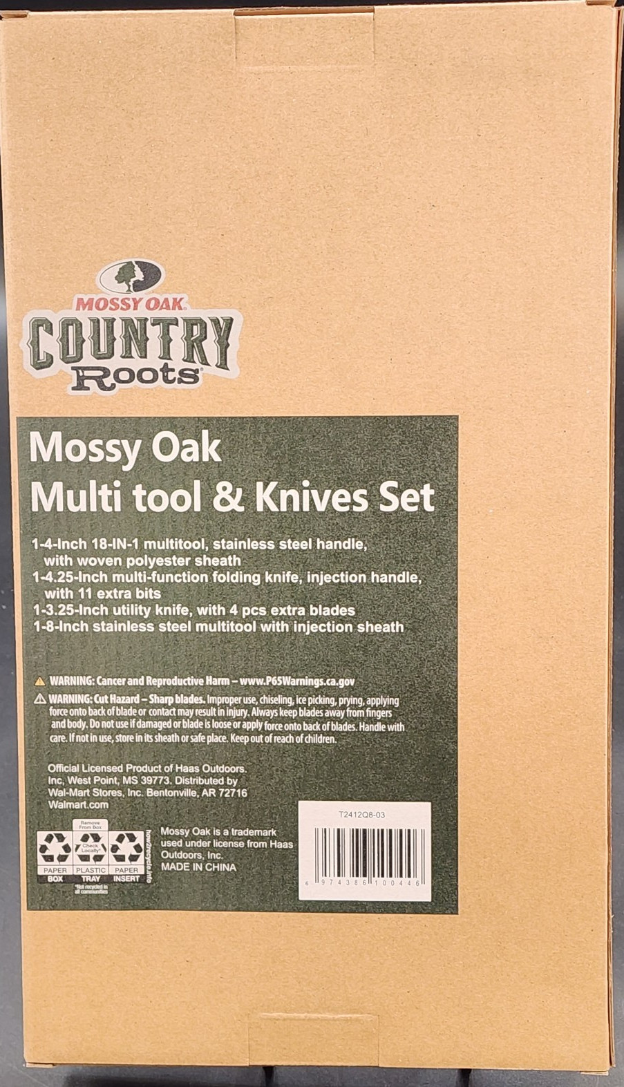 Mossy Oak Country Roots Multi Tool Set: Razor, Fold Knife, Knife/Sheath & Razor