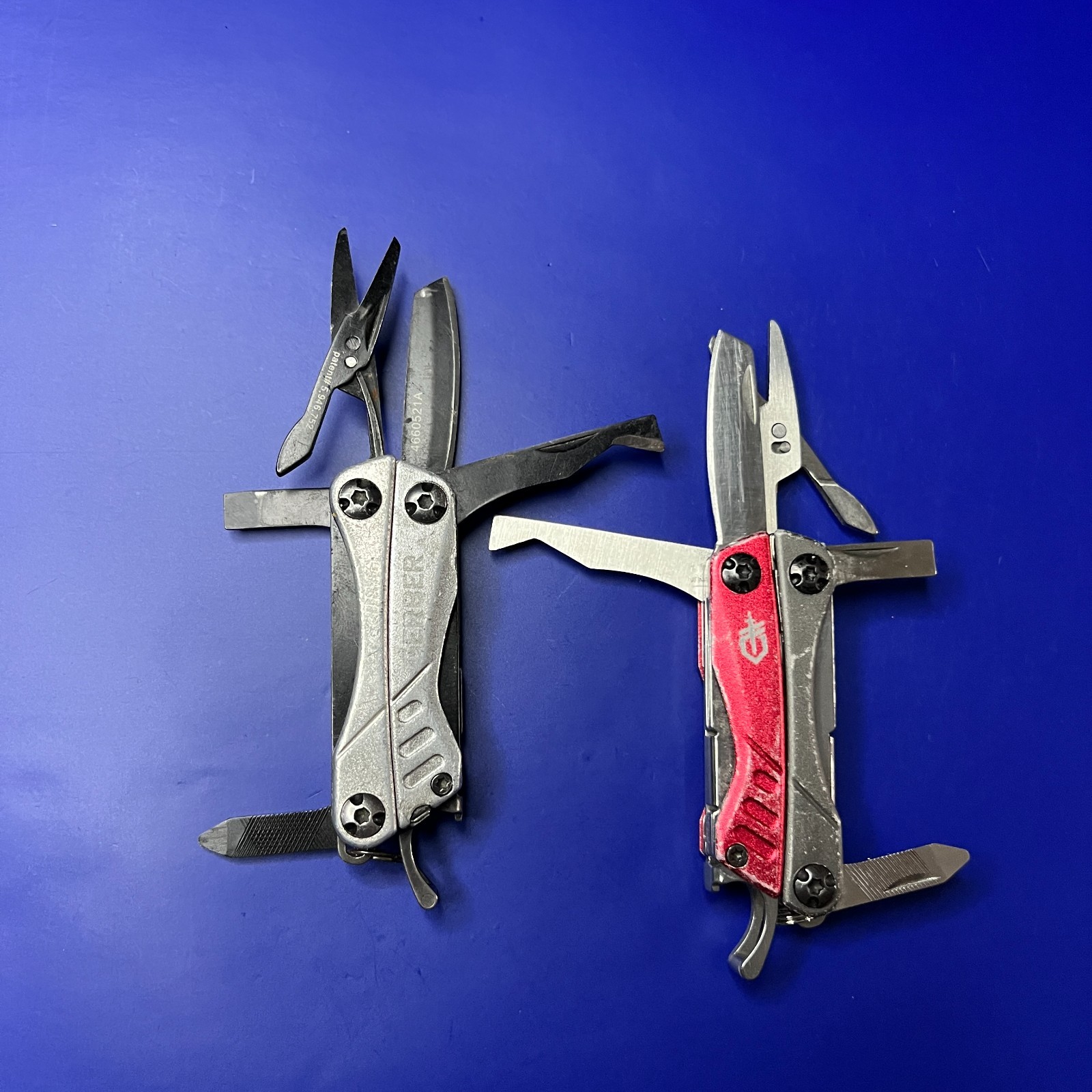 Lot of 2 Gerber Dime Multi-Tools Small Keychain Pliers Knife File Scissors