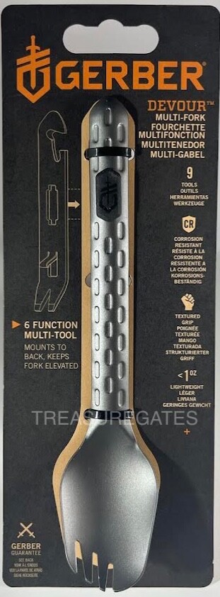Gerber Devour Multi Fork & 6 Function Multi Tool Combo ONYX, T6 Aluminum -NEW