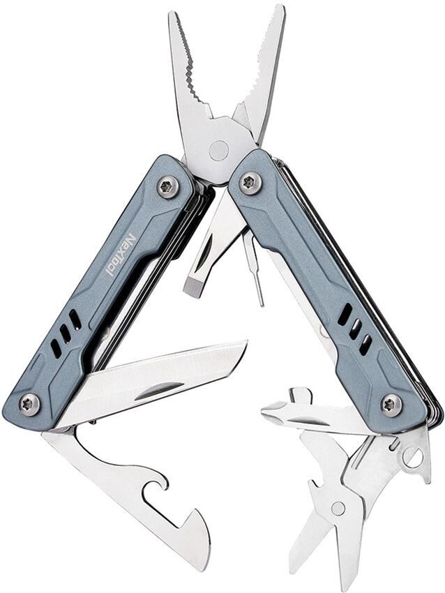 NexTool Mini Sailor Pliers Mutitool Nine Total Tools w/ Blue Aluminum Handles
