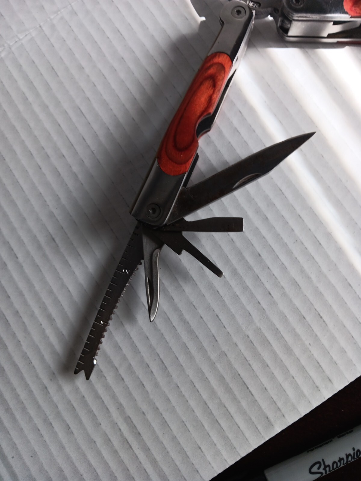 Winchester #2CR Wood Grain Multi-Tool Pliers Saw Screwdriver Can Opener And More