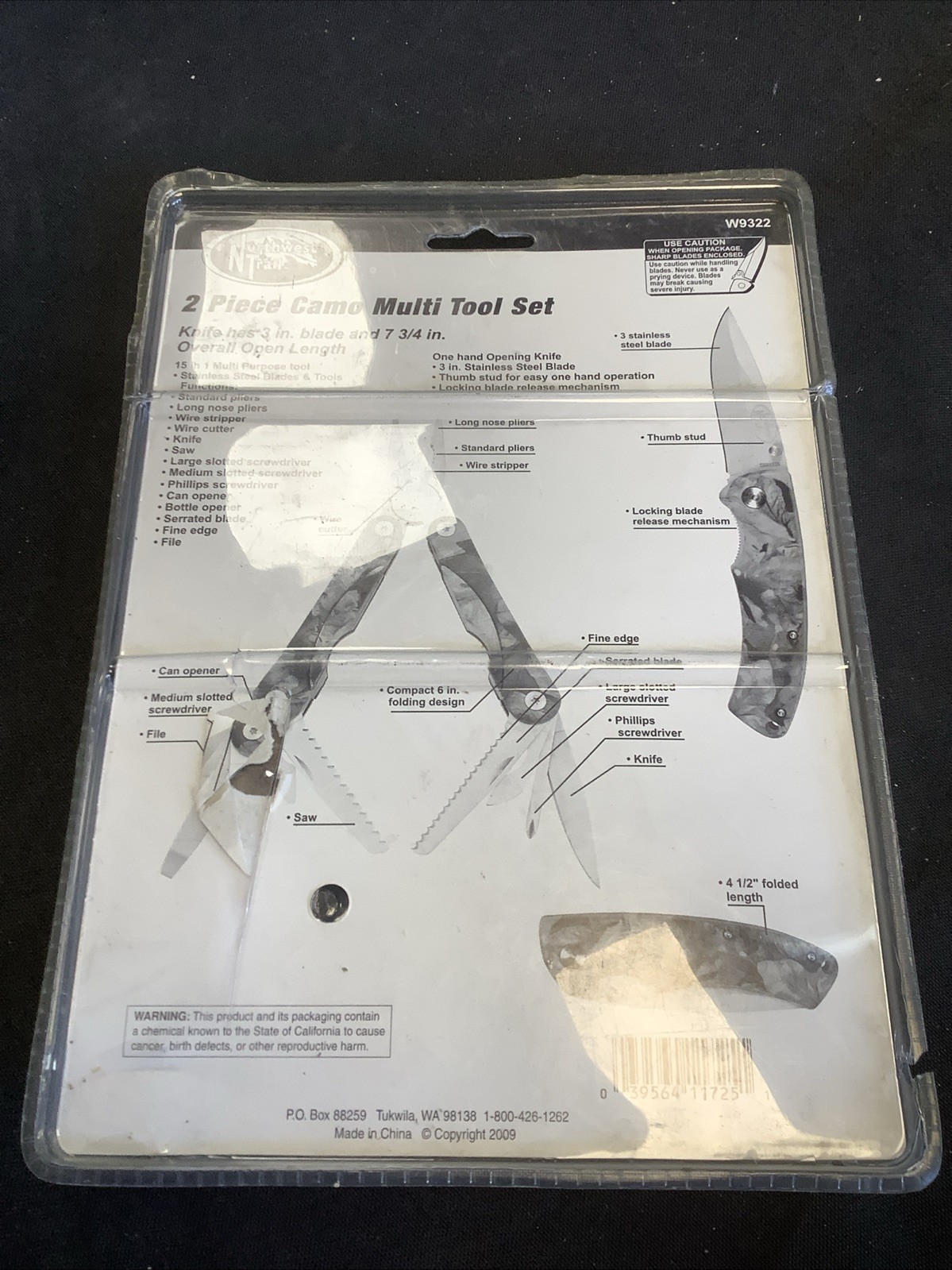 Northwest Trail 2 Piece Camo Multi Tool Set. W9322 F16
