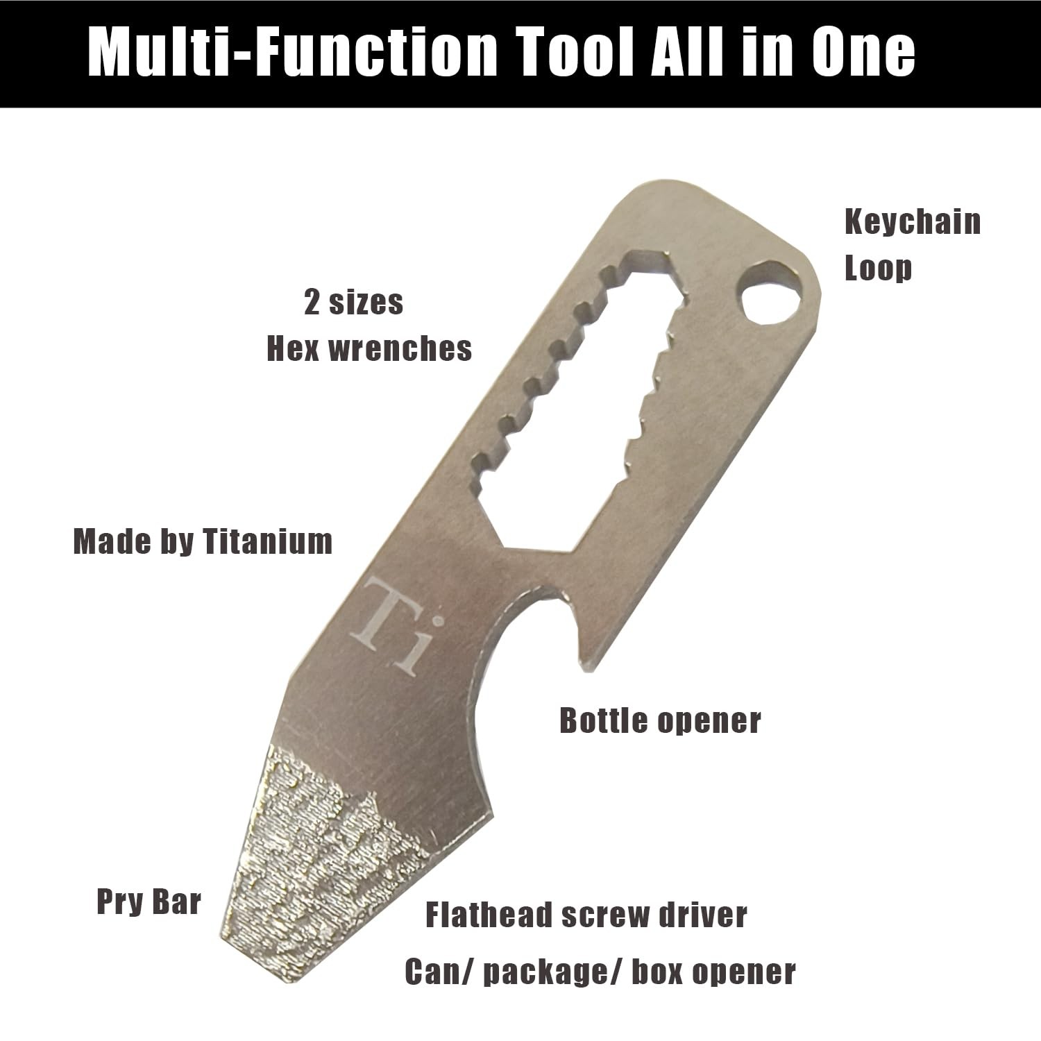 Titanium EDC Multi Tools with Bottle Opener, Keychain Pry Bar, and Flathead S…