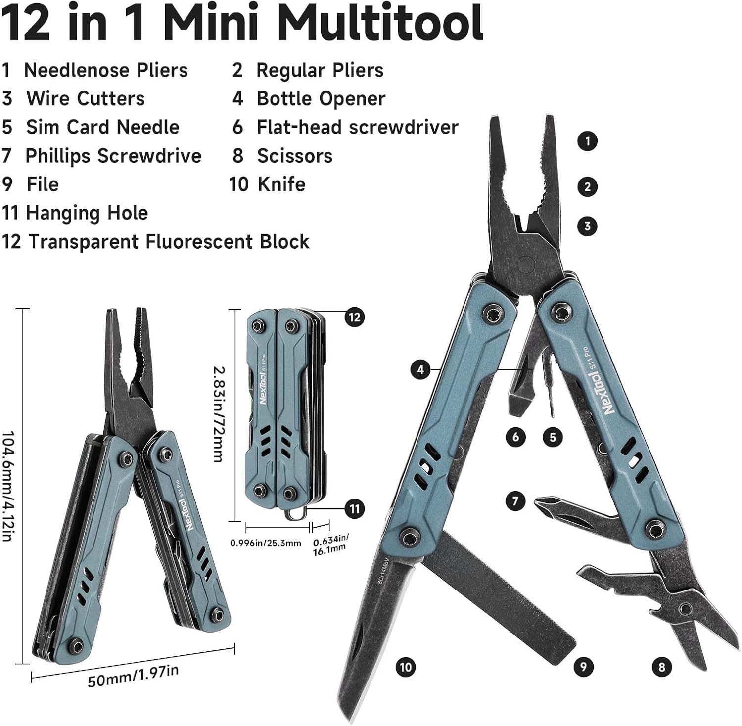 Mini Sailor S11 Pro Keychain Multitool Compact 12-in-1 EDC Multi Tool W/